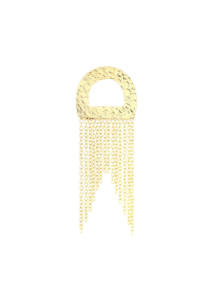 Priyaasi Hammered Gold Plated Chain Tassels Earrings