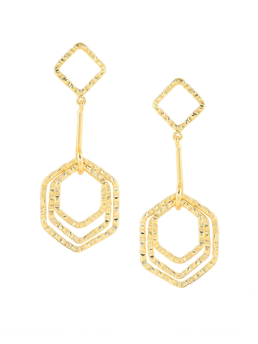 Priyaasi Geometric Shaped Gold Plated Drop Earrings