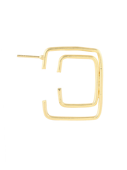 Priyaasi Square Gold Plated Hoops Earrings