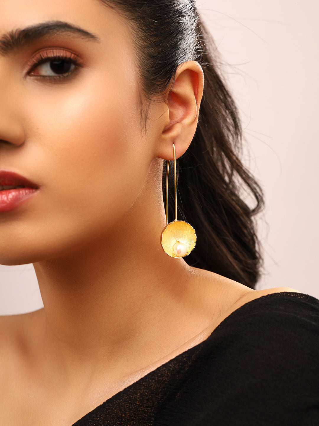 Priyaasi Statement Floral Pearl Hangings Earrings