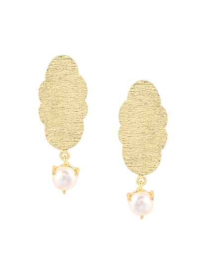 Priyaasi Matte Pearl Gold Plated Drop Earrings