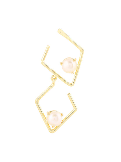 Priyaasi Geometric Shape Pearl Drop Earrings