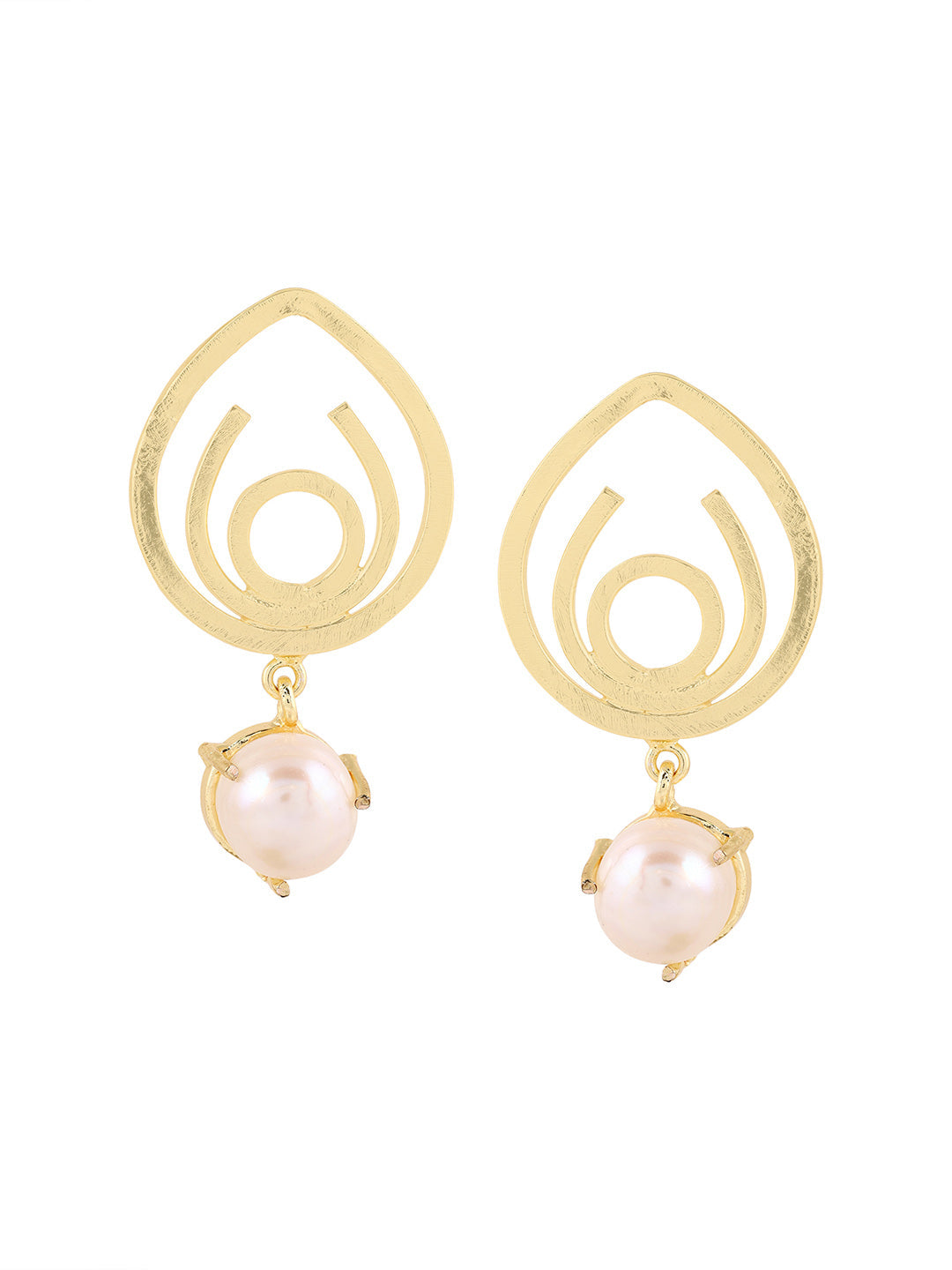 Priyaasi Swirl Pearl Gold Plated Drop Earrings