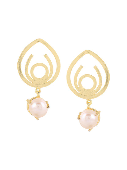 Priyaasi Swirl Pearl Gold Plated Drop Earrings