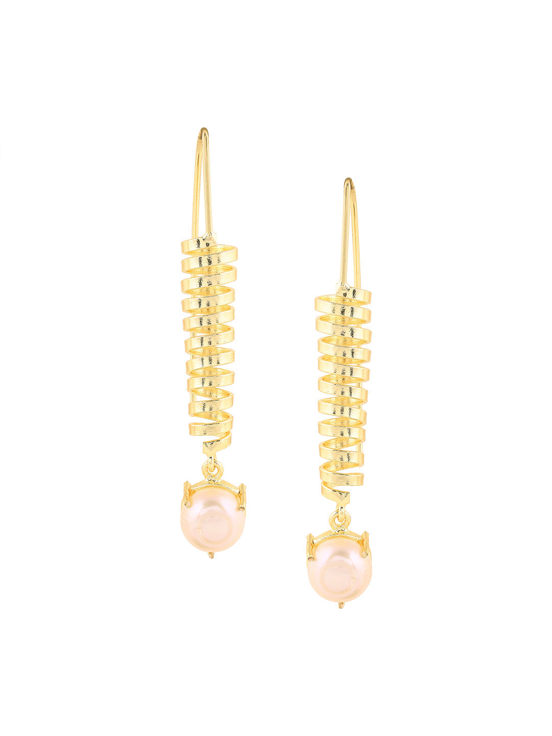 Priyaasi Swirl Pearl Gold Plated Hanging Earrings