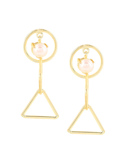 Priyaasi Pearl Geometric Shaped Drop Earrings