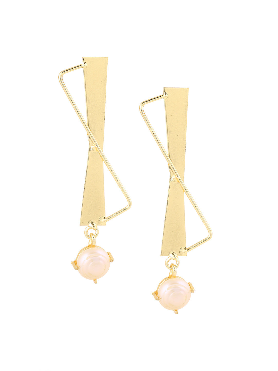 Priyaasi Gold Plated Statement Pearl Hanging Earrings