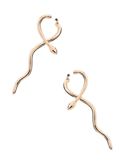 Priyaasi Contemporary Snake Pattern Gold Plated Dangler Earrings