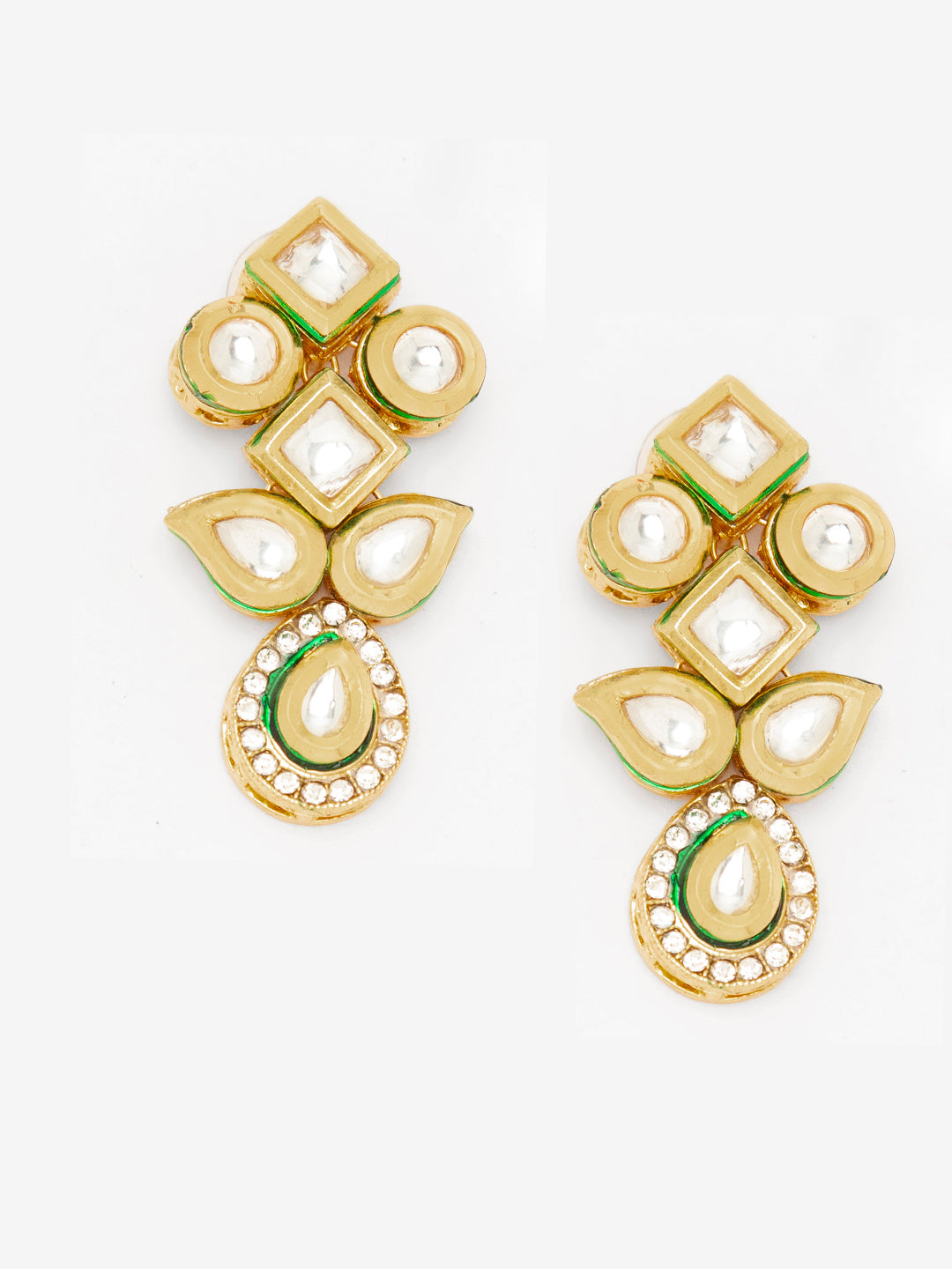 Priyaasi Elegant Gold Plated Kundan Drop Push Back Earrings