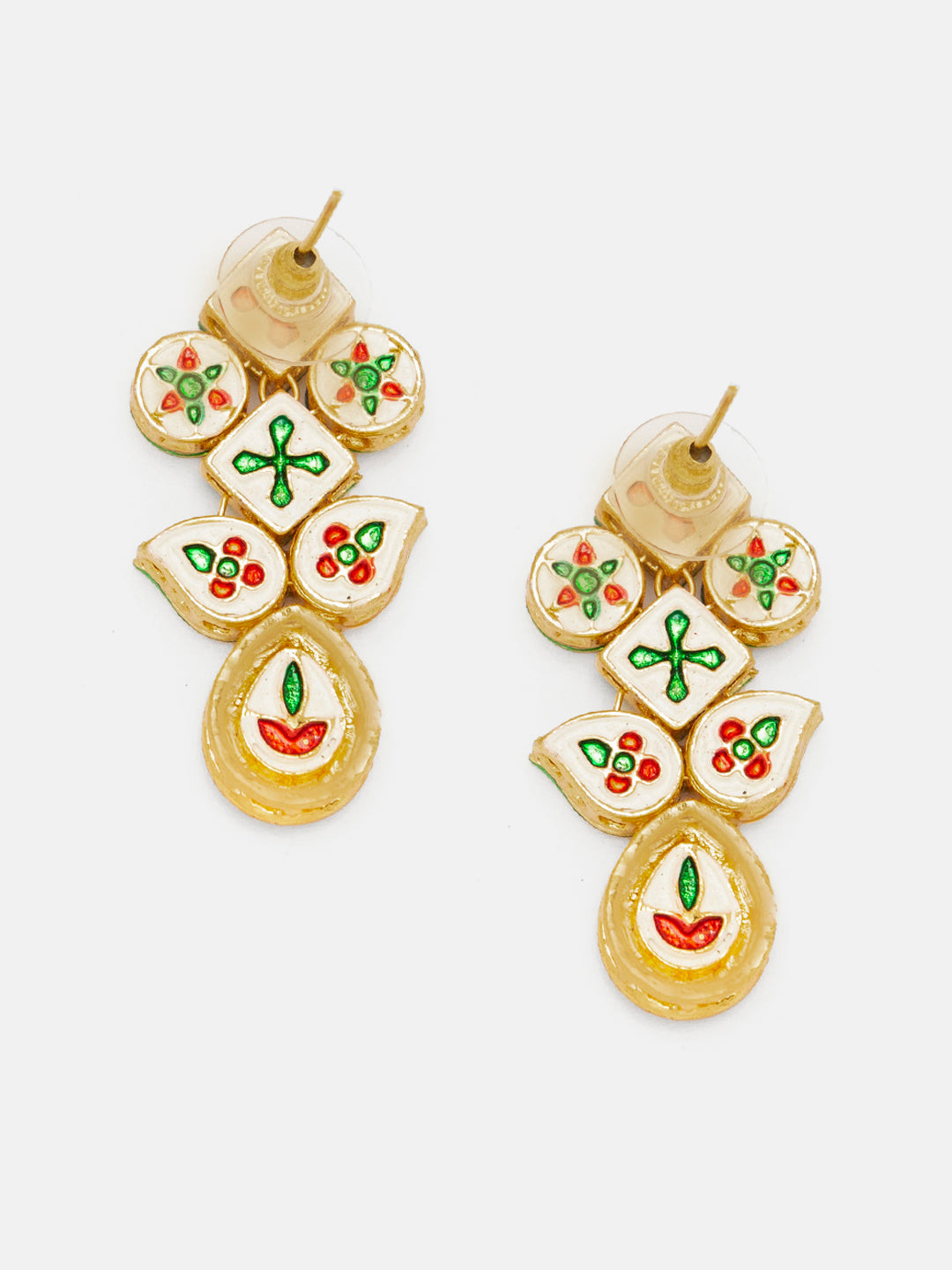 Priyaasi Elegant Gold Plated Kundan Drop Push Back Earrings