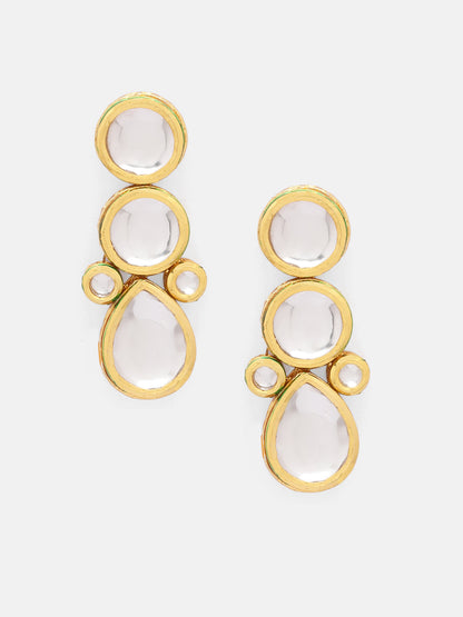 Priyaasi Elegant Kundan Drop Earrings in Gold Plated Splendor