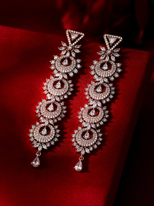 Mini Chandbali Styles Rose gold Plated Floral Pattern Drop Earrings