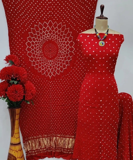 Pure Modal Silk Original Hand Crafted Bandhani Dress Material - Premium  from Ethenika.com - Just INR 4990! Shop now at Ethenika.com 