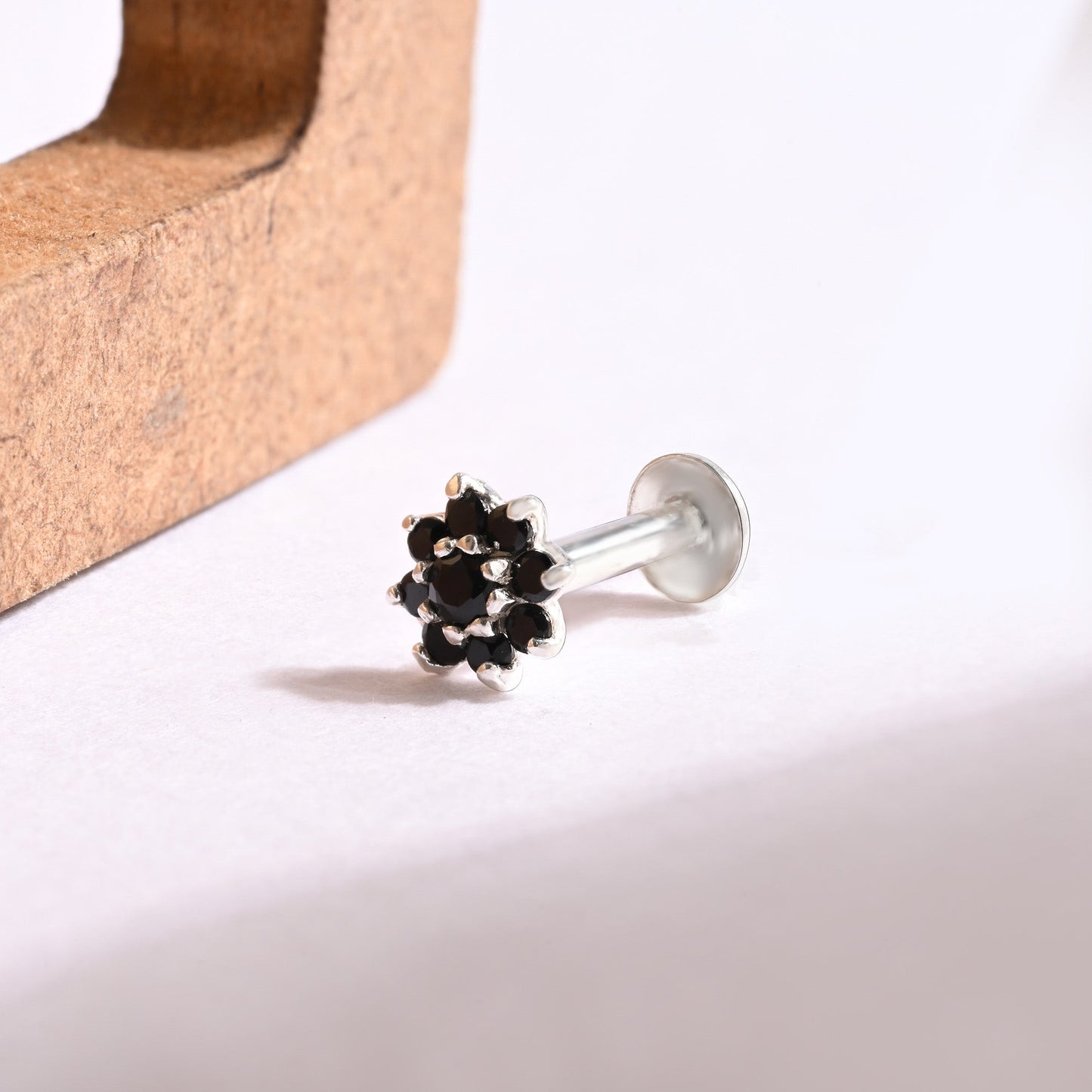Radiant Bloom CZ Silver Nose Pin
