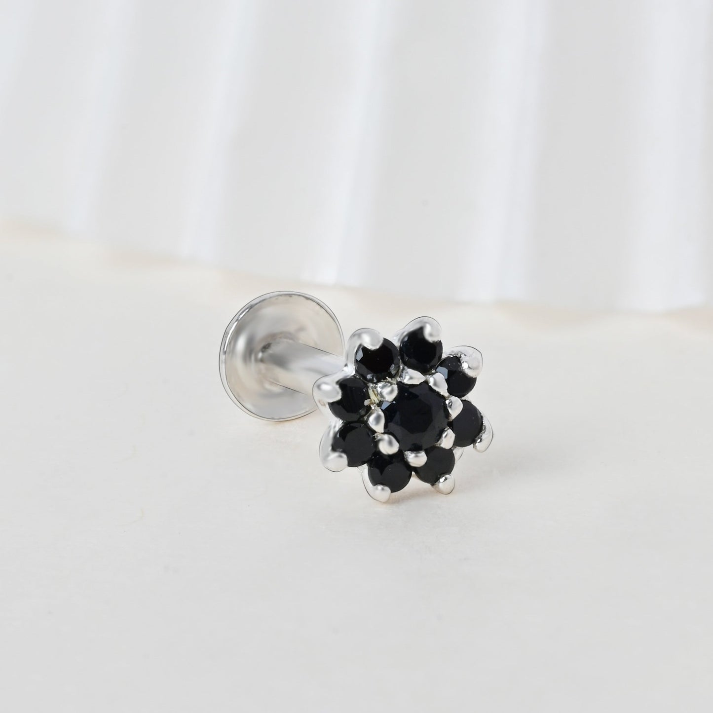 Radiant Bloom CZ Silver Nose Pin