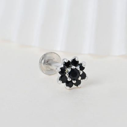 Radiant Bloom CZ Silver Nose Pin