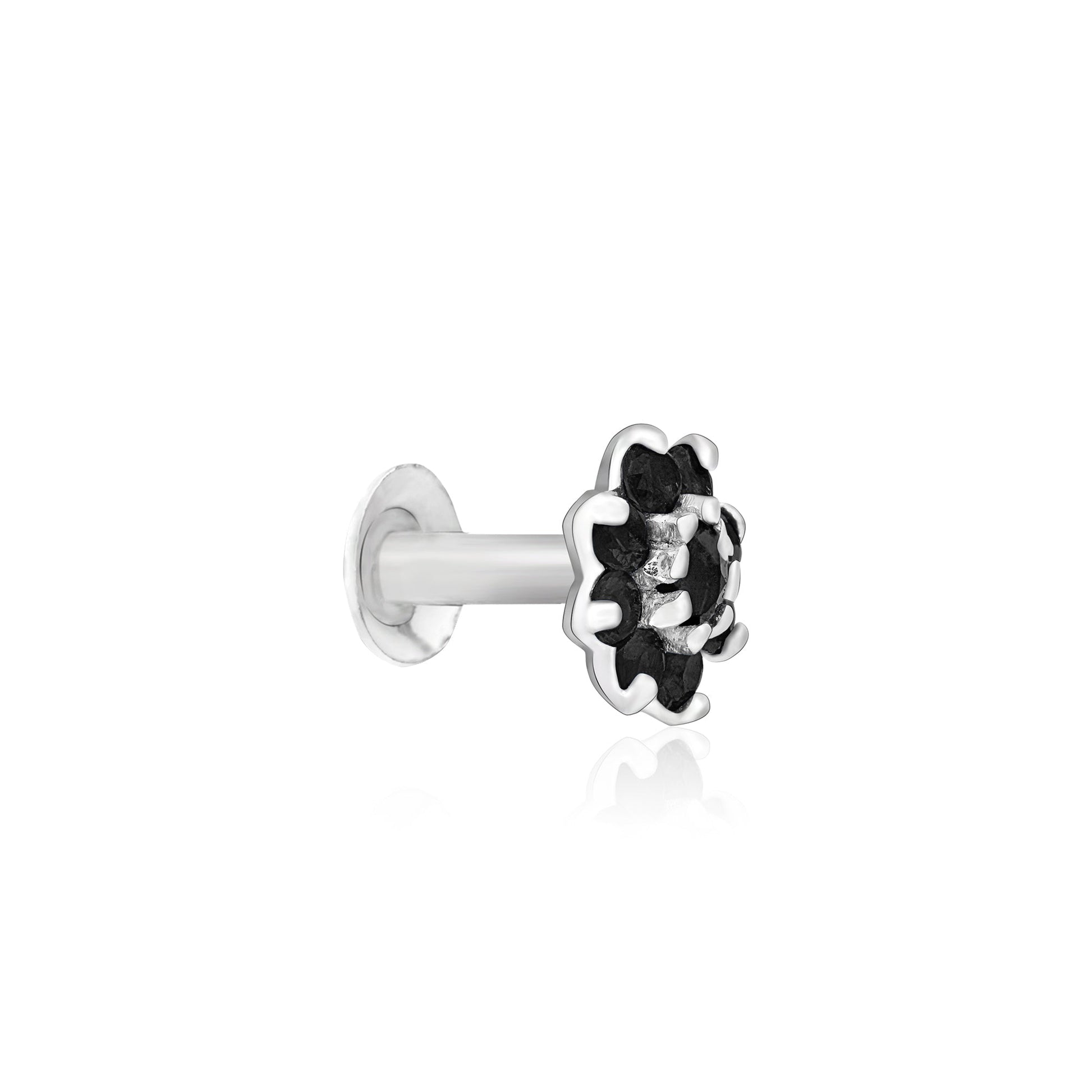 Radiant Bloom CZ Silver Nose Pin