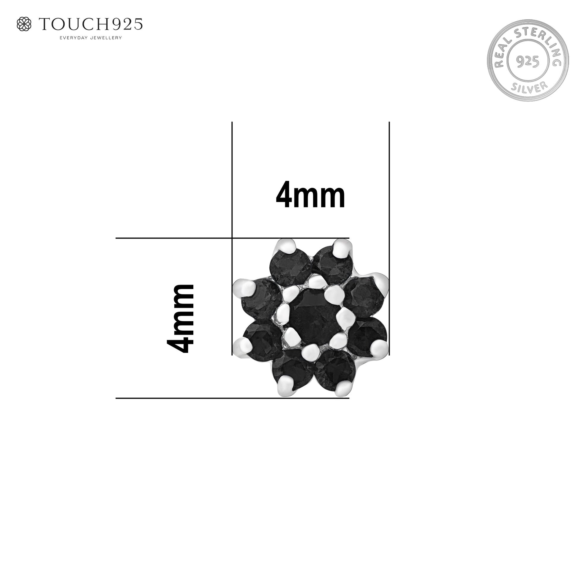 Radiant Bloom CZ Silver Nose Pin