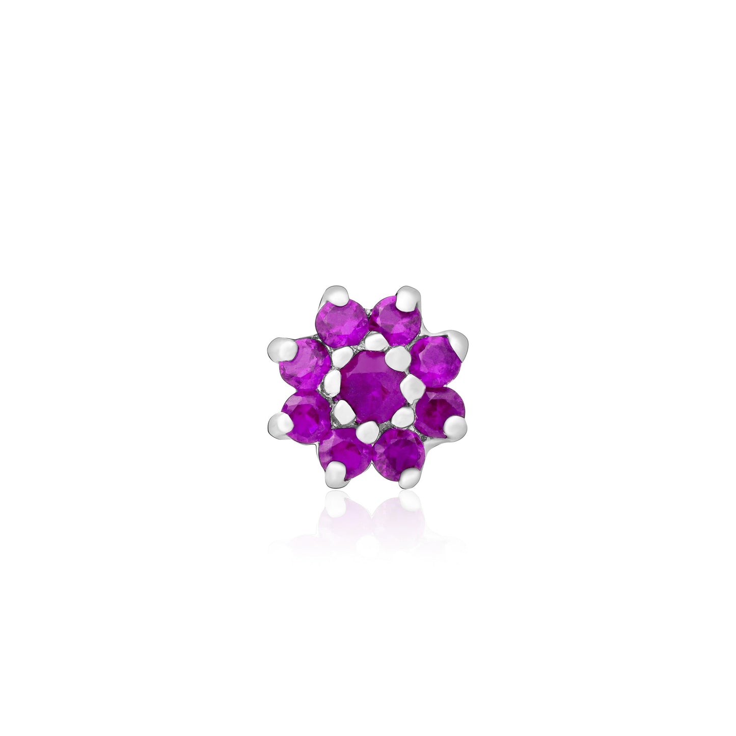 Radiant Bloom CZ Silver Nose Pin