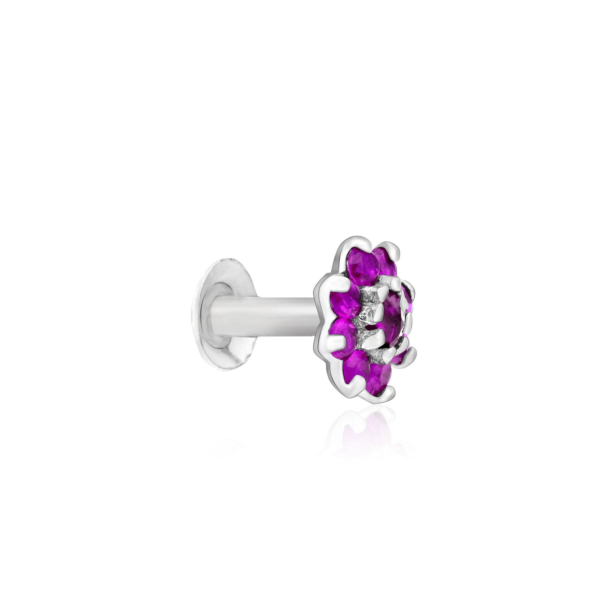Radiant Bloom CZ Silver Nose Pin