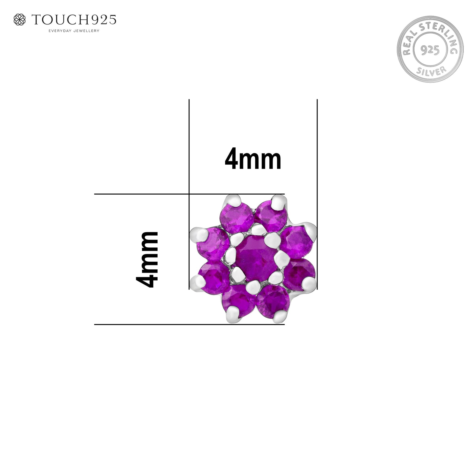 Radiant Bloom CZ Silver Nose Pin