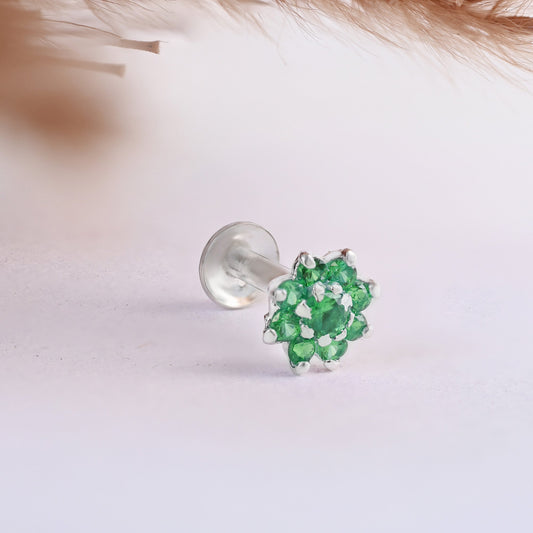 Bloom CZ Silver Nose Pin
