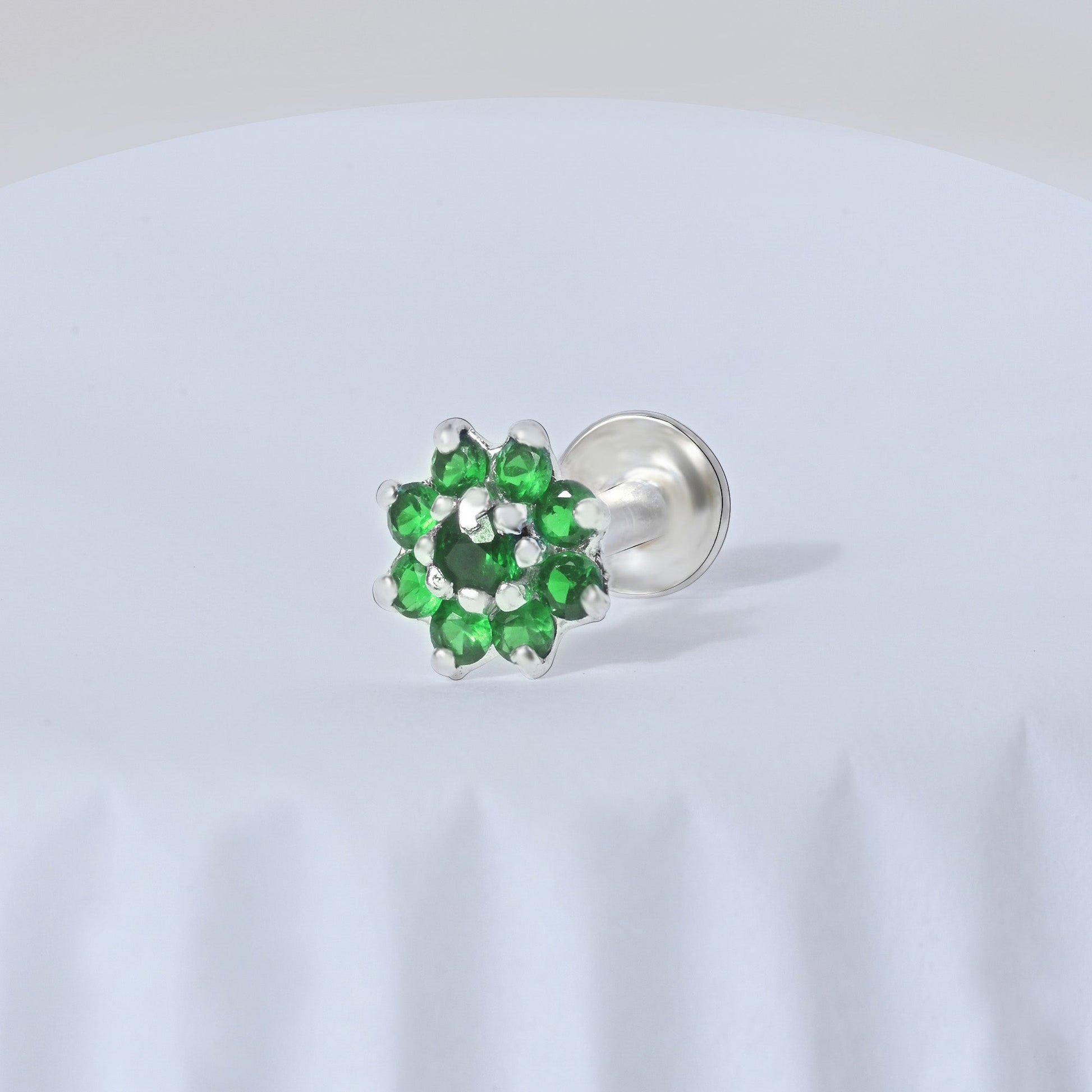 Bloom CZ Silver Nose Pin