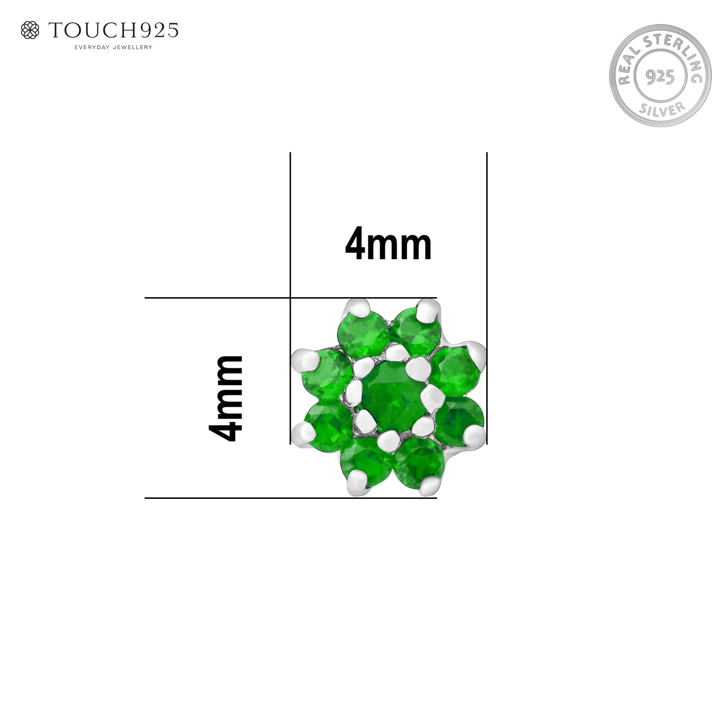 Bloom CZ Silver Nose Pin