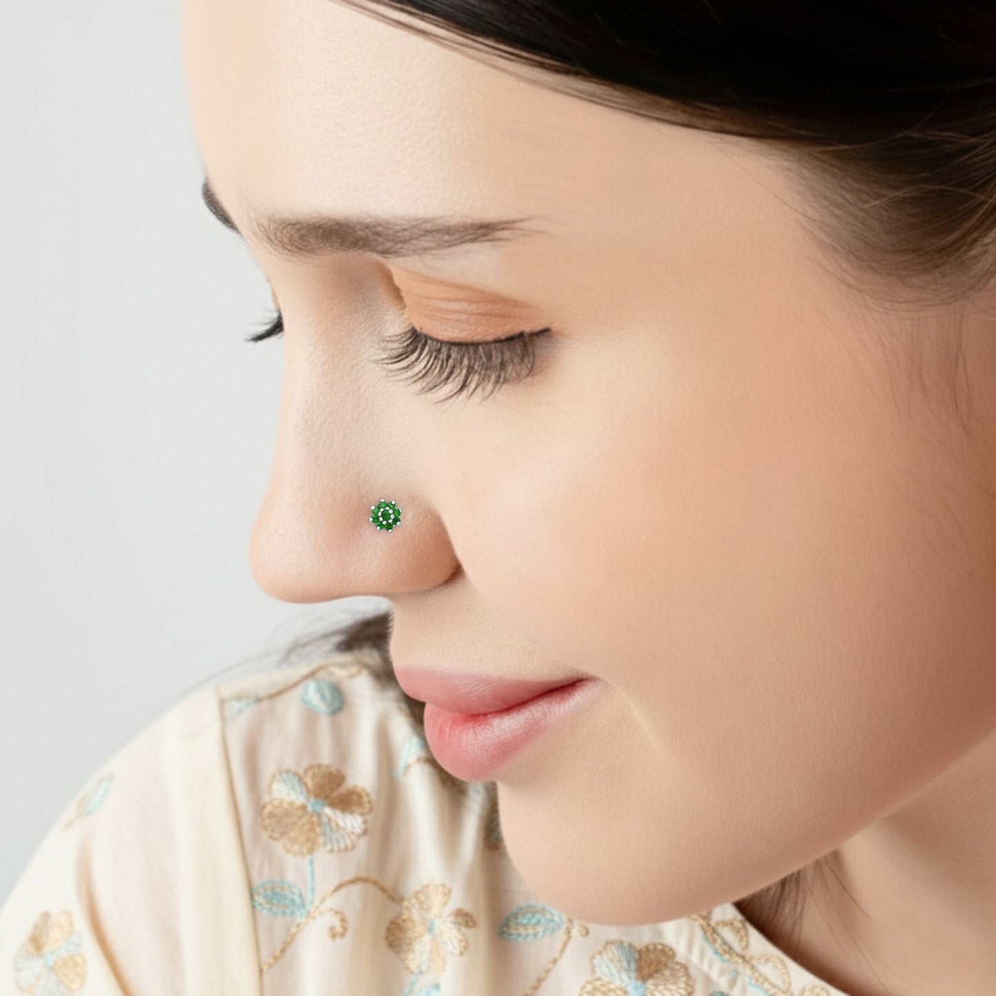 Bloom CZ Silver Nose Pin
