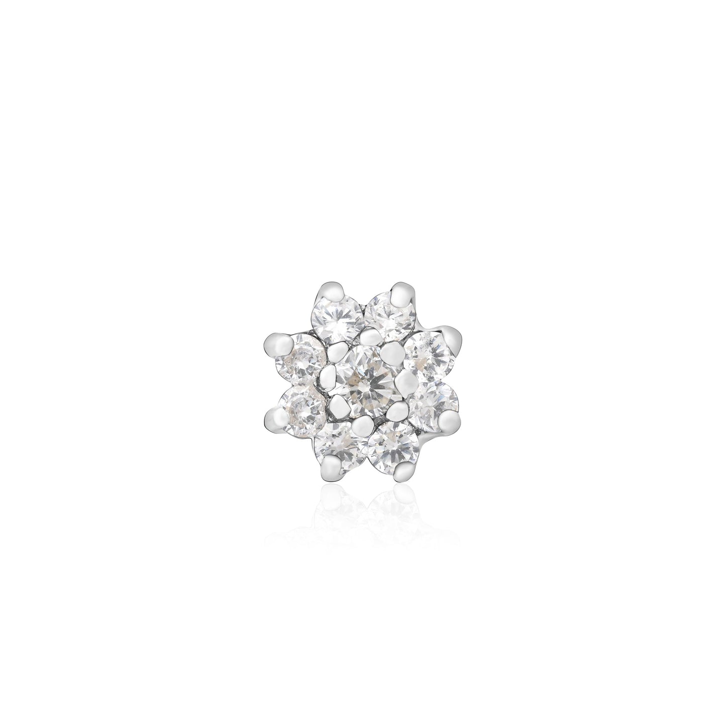 Radiant Bloom CZ Silver Nose Pin