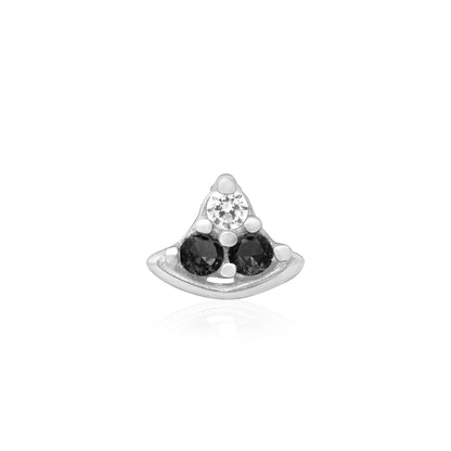 Crescent Sparkle Silver Nose Pin