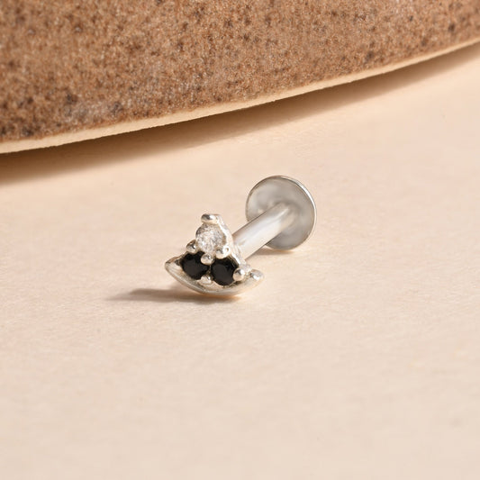 Crescent Sparkle Silver Nose Pin