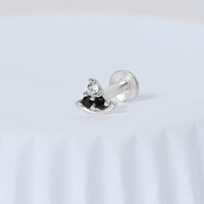 Crescent Sparkle Silver Nose Pin