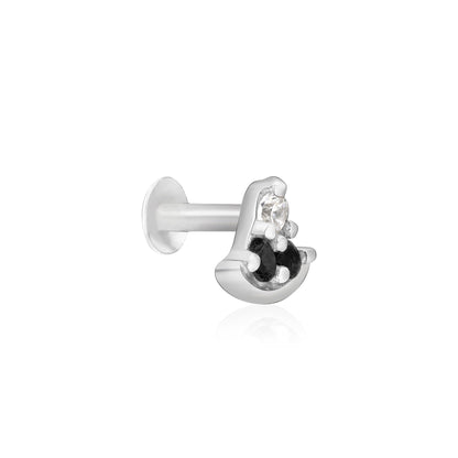 Crescent Sparkle Silver Nose Pin