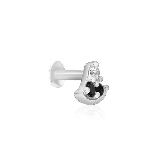 Crescent Sparkle Silver Nose Pin
