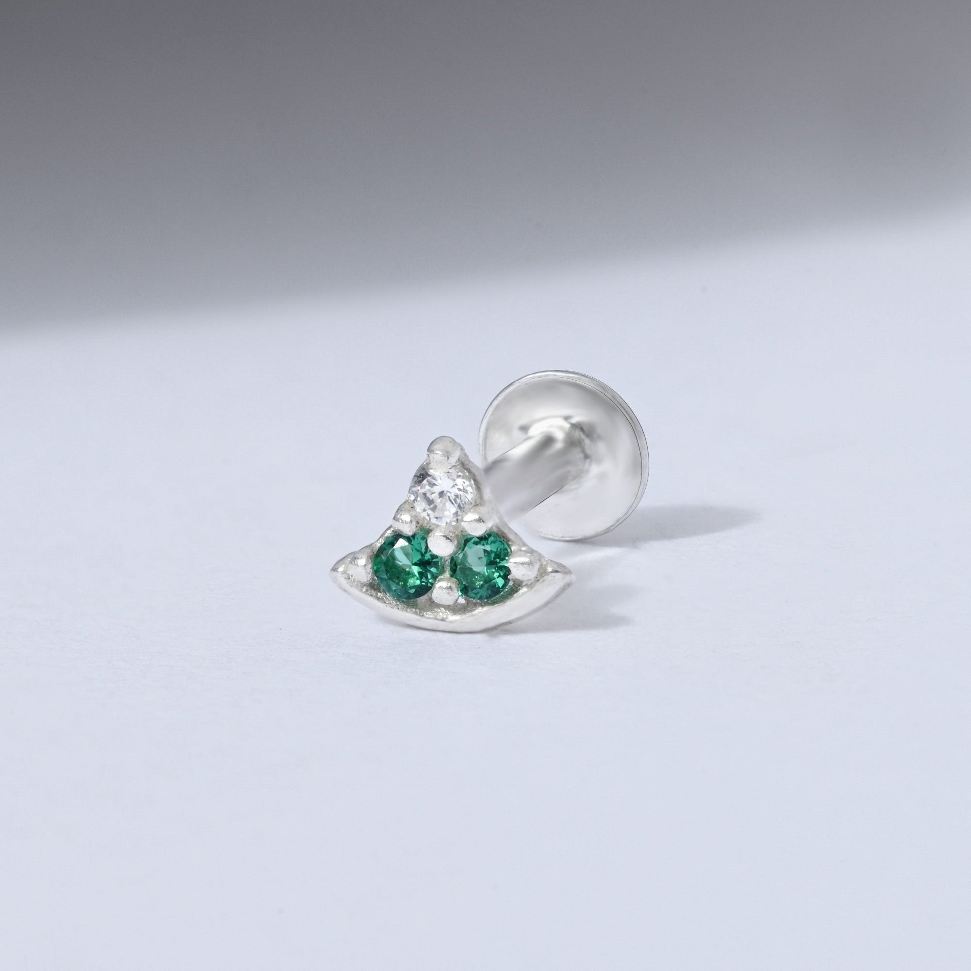 Crescent Sparkle Silver Nose Pin