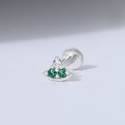 Crescent Sparkle Silver Nose Pin