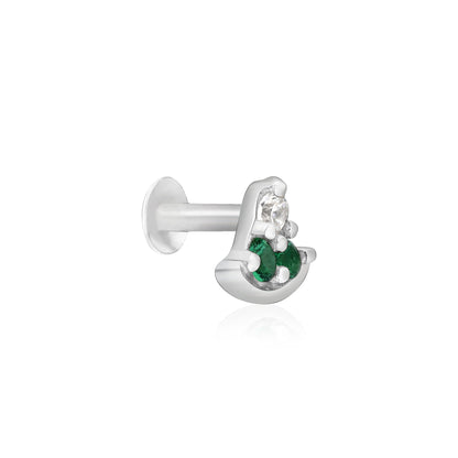 Crescent Sparkle Silver Nose Pin