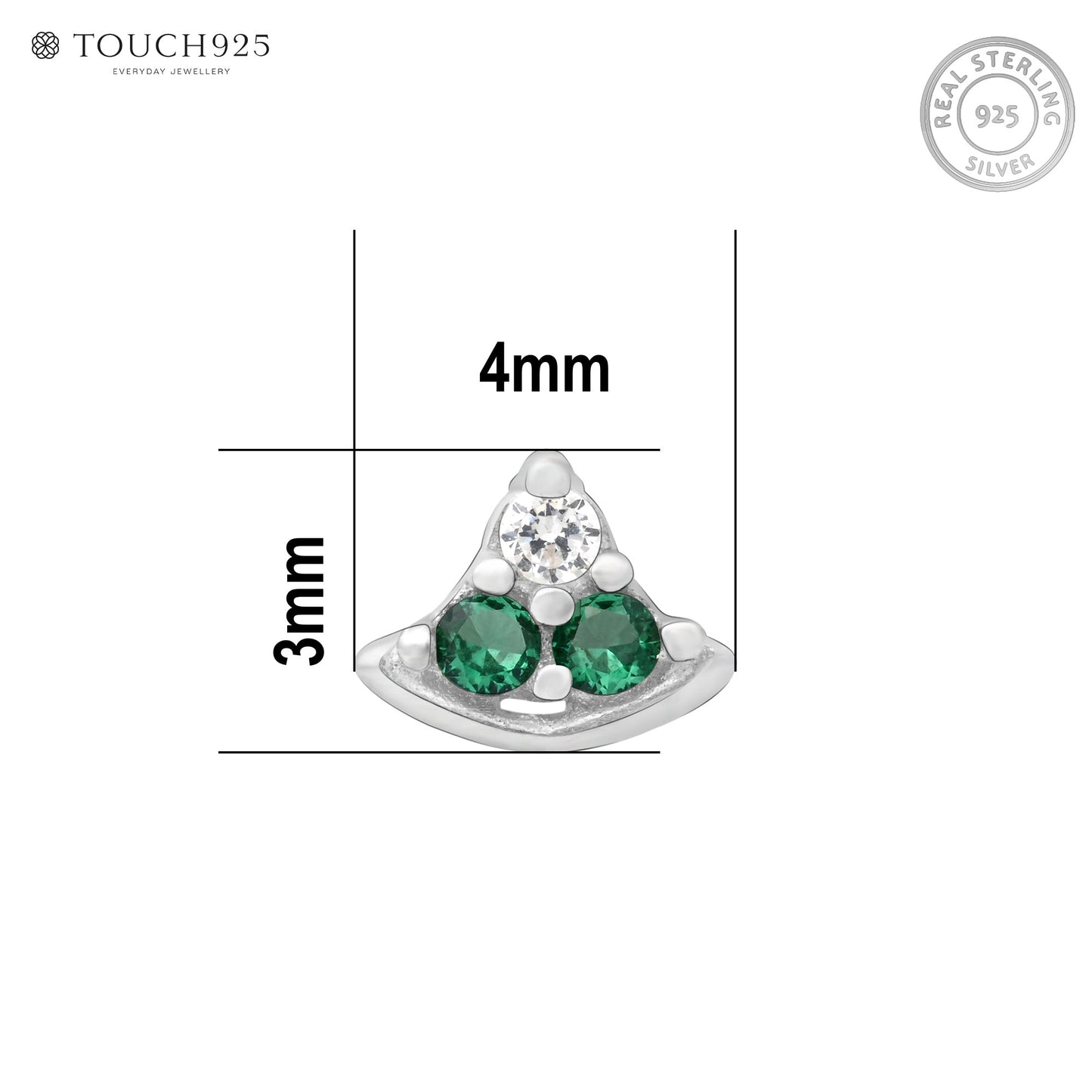 Crescent Sparkle Silver Nose Pin