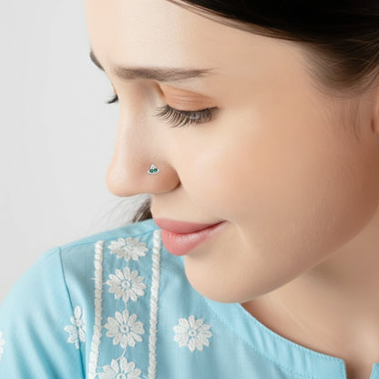 Crescent Sparkle Silver Nose Pin