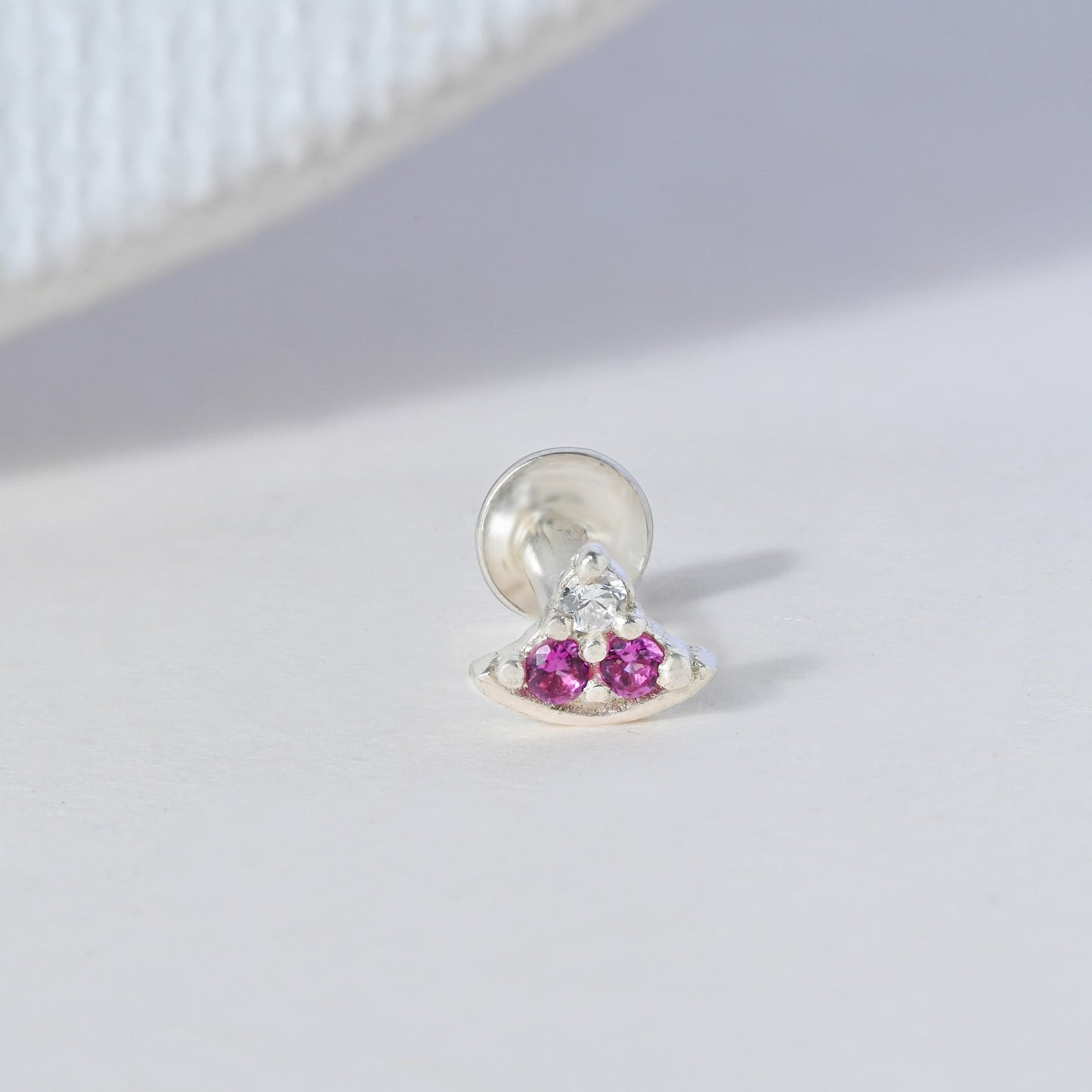Crescent Charm Silver Nose Pin
