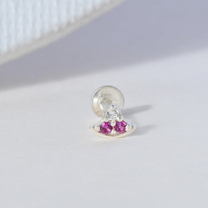 Crescent Charm Silver Nose Pin