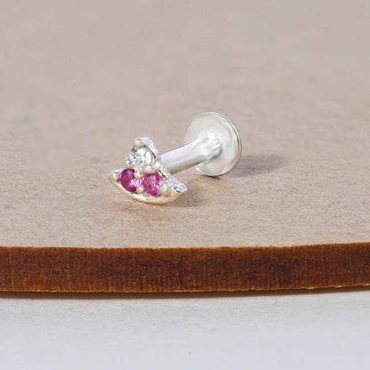 Crescent Charm Silver Nose Pin