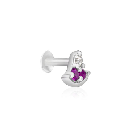 Crescent Charm Silver Nose Pin