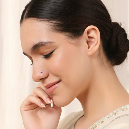 Crescent Charm Silver Nose Pin