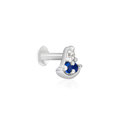 Crescent Sparkle Silver Nose Pin