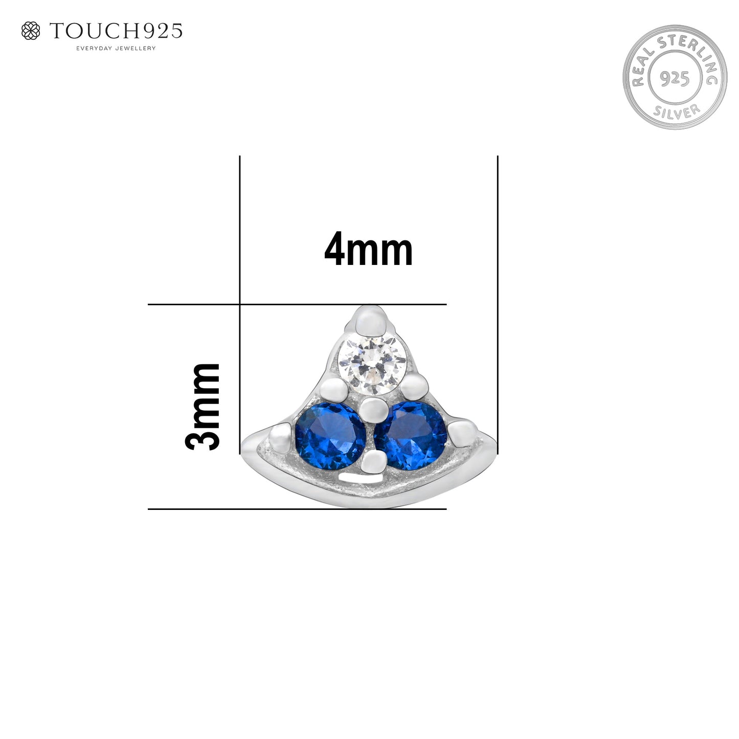Crescent Sparkle Silver Nose Pin