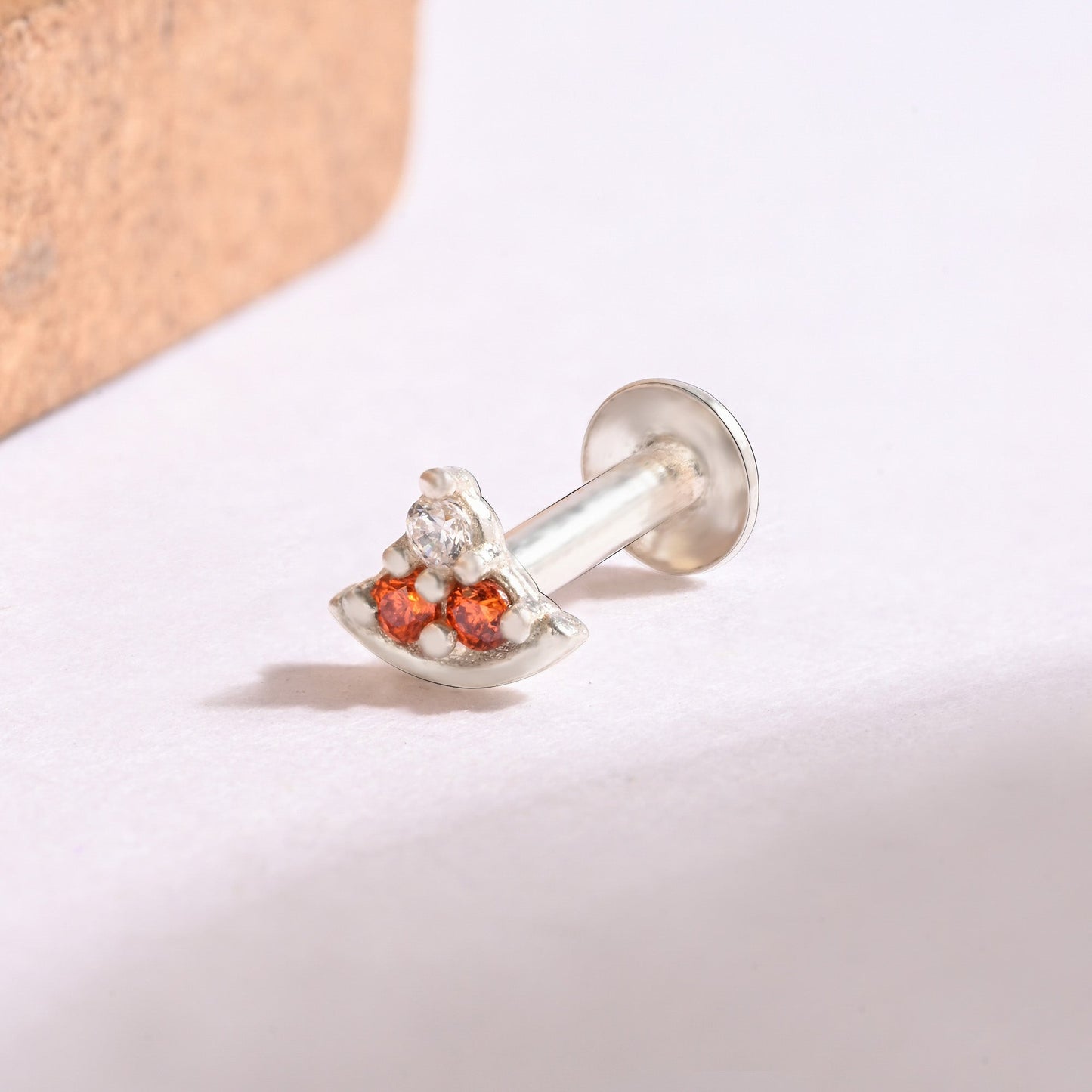 Crescent Charm Silver Nose Pin