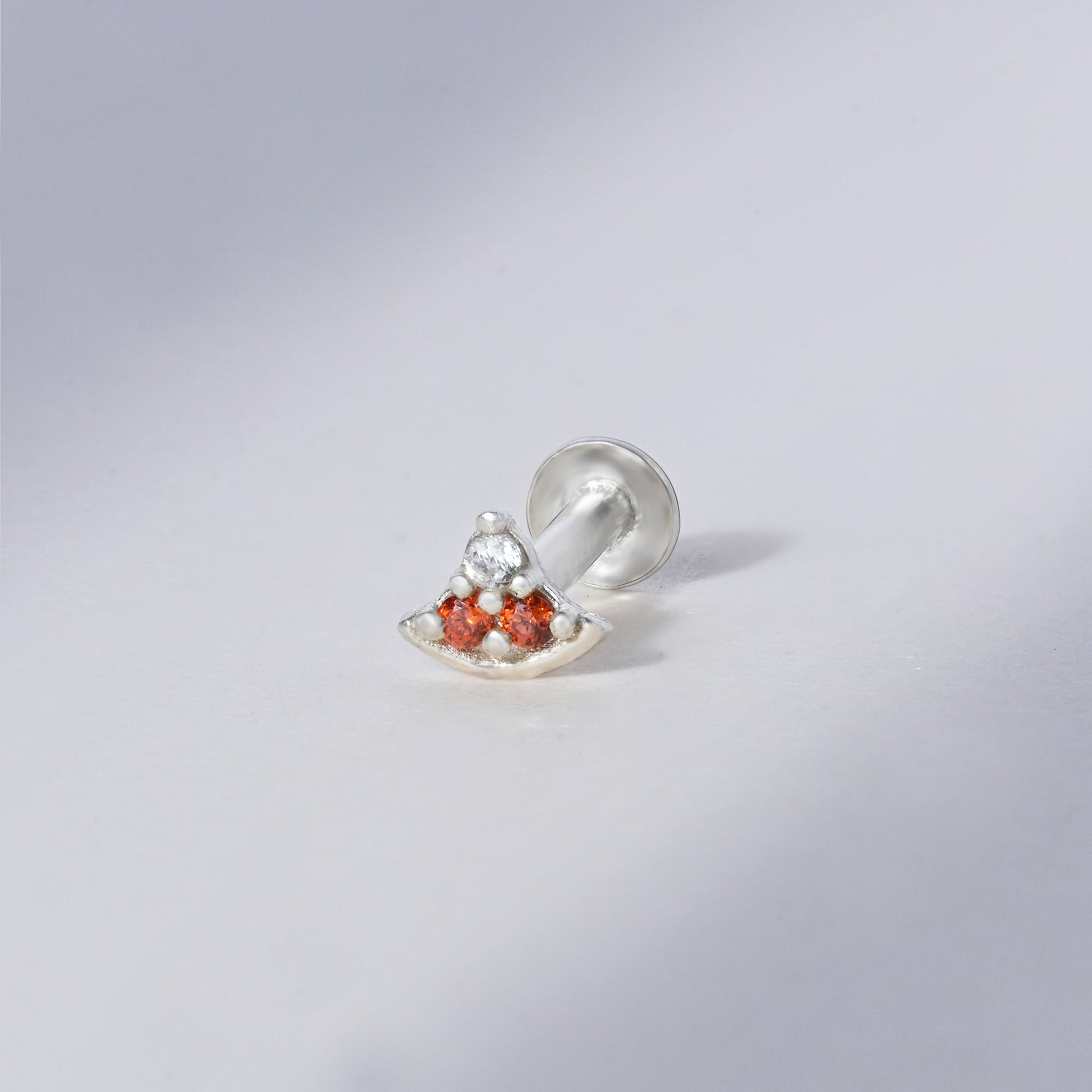 Crescent Charm Silver Nose Pin