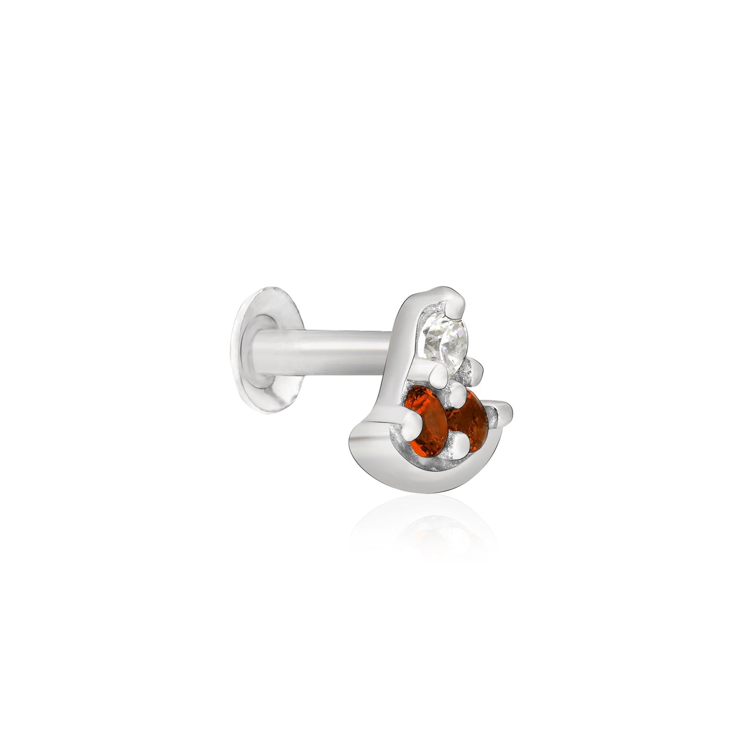 Crescent Charm Silver Nose Pin